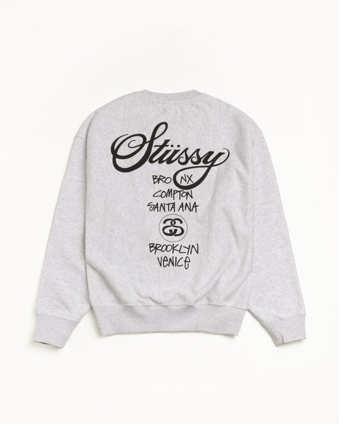 World Tour Crew Mens Long Sleeve In Ash Heather
