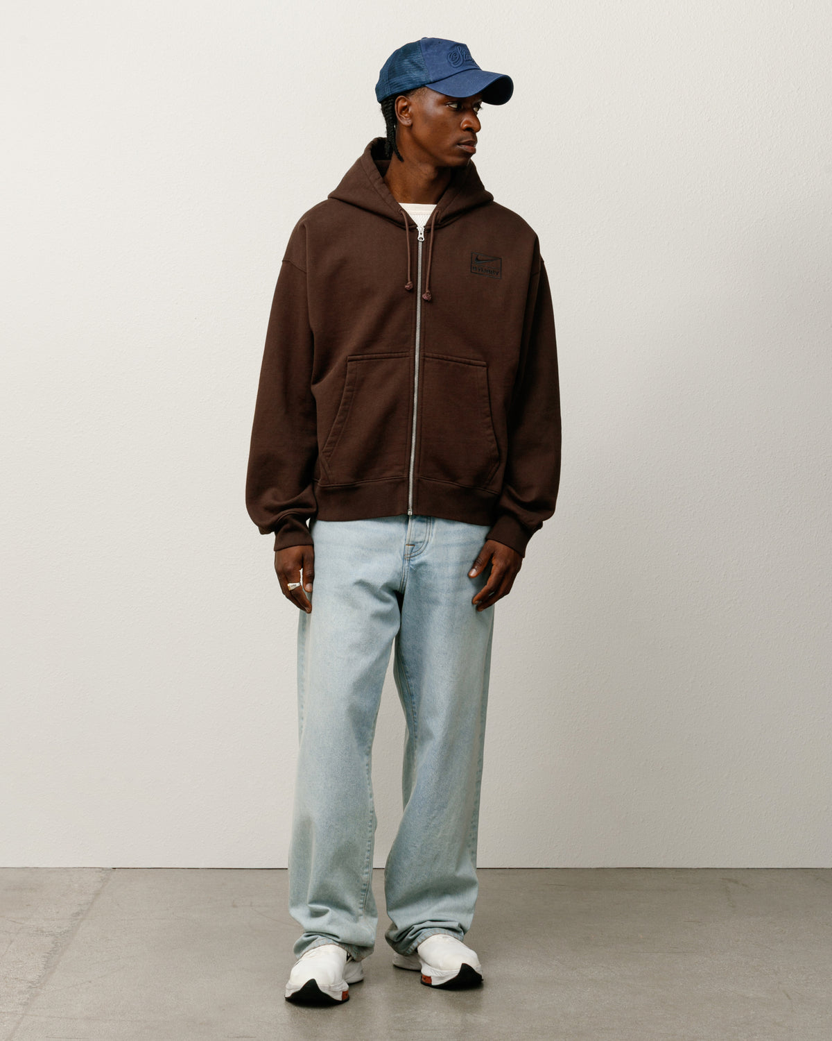 Stüssy & Nike Stone Washed Fleece Zip Hoodie – Dark Cinder 