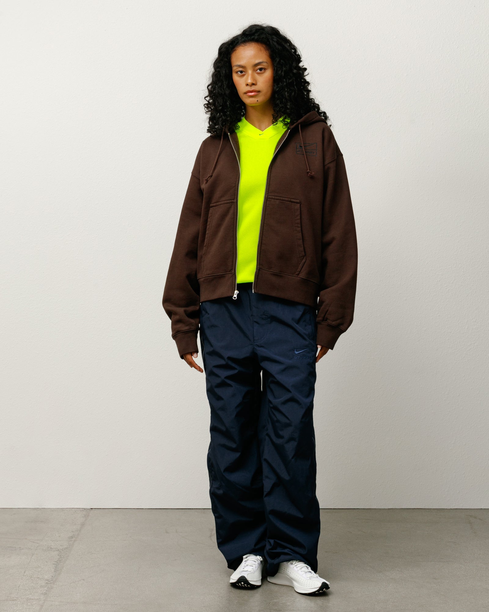 Stüssy & Nike Stone Washed Fleece Zip Hoodie – Dark Cinder