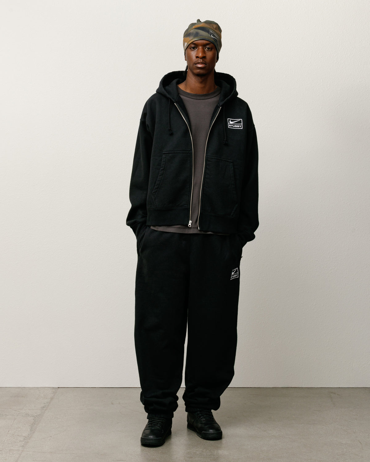 Stüssy & Nike Stone Washed Fleece Pant – Black | Bottoms | Stüssy 