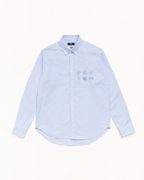 Button Down Shirt Unisex Long Sleeve In Saxe