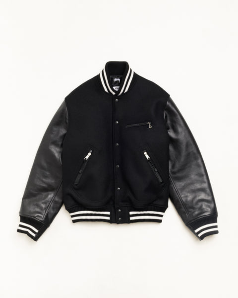 Varisty Jacket Unisex Long Sleeve In Black