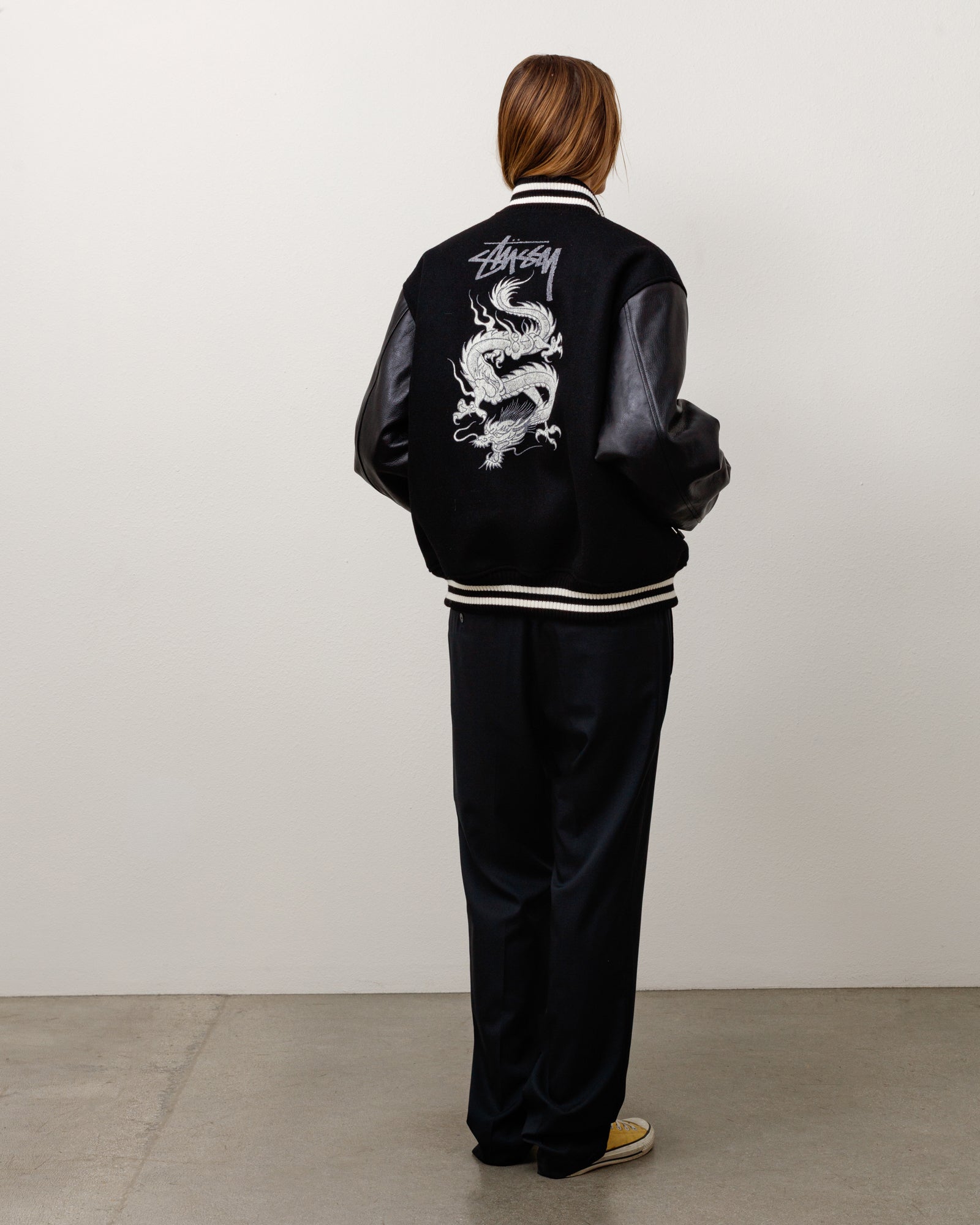 Varisty Jacket Unisex Long Sleeve In Black