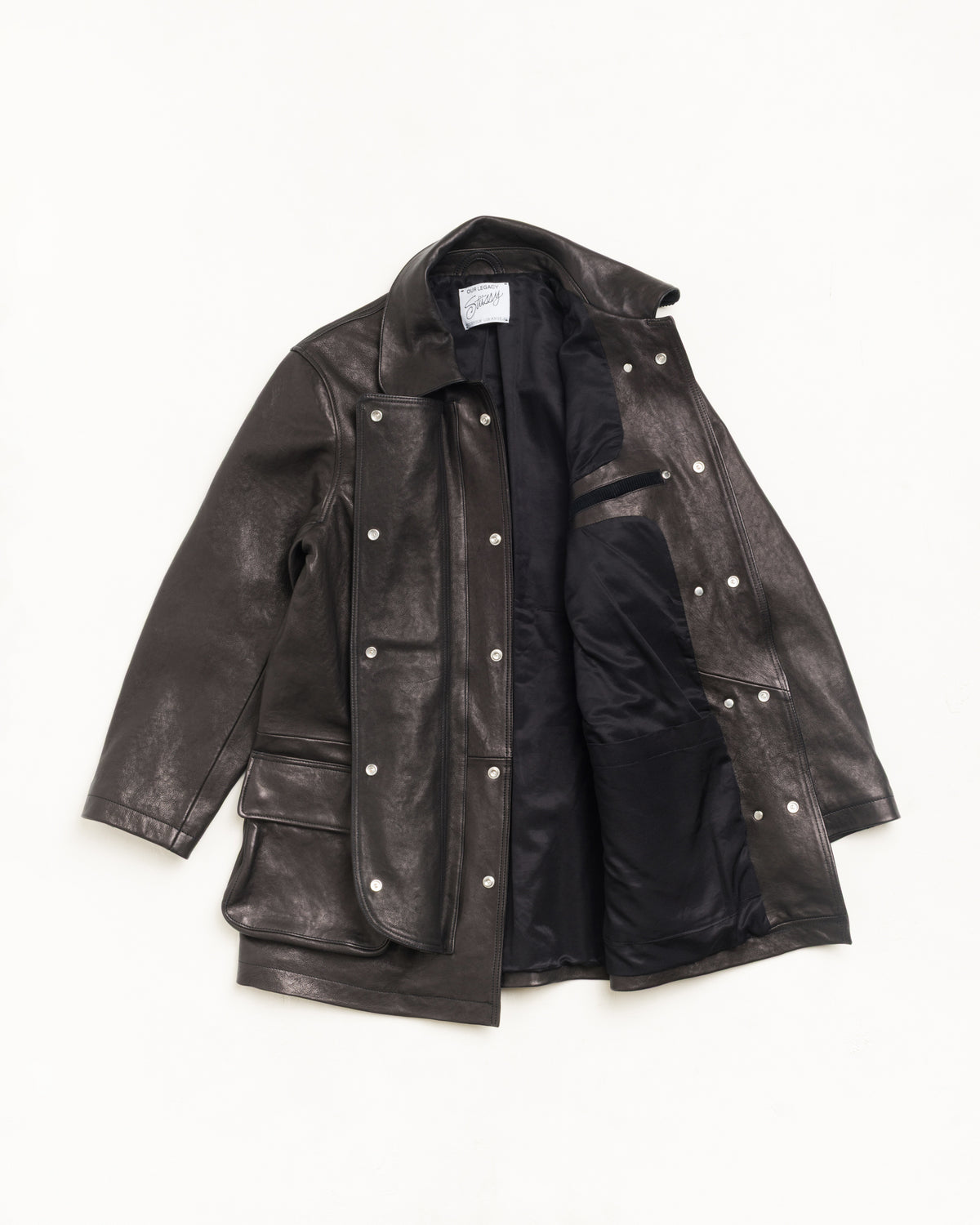 Leather Fireman Jacket Unisex Long Sleeve In Black