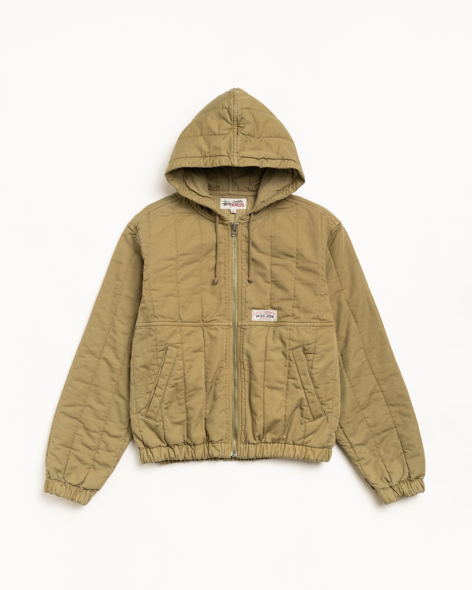 Quilted Canvas Work Jacket Mens Long Sleeve In Olive | hero:main:collection:new-arrivals,shirts,tops-shirts,all,tees,outerwear,denim,knits,accessories,sunglasses,hoodies,sweats,mens-hoodies-sweatshirts,shorts,pants,bottoms