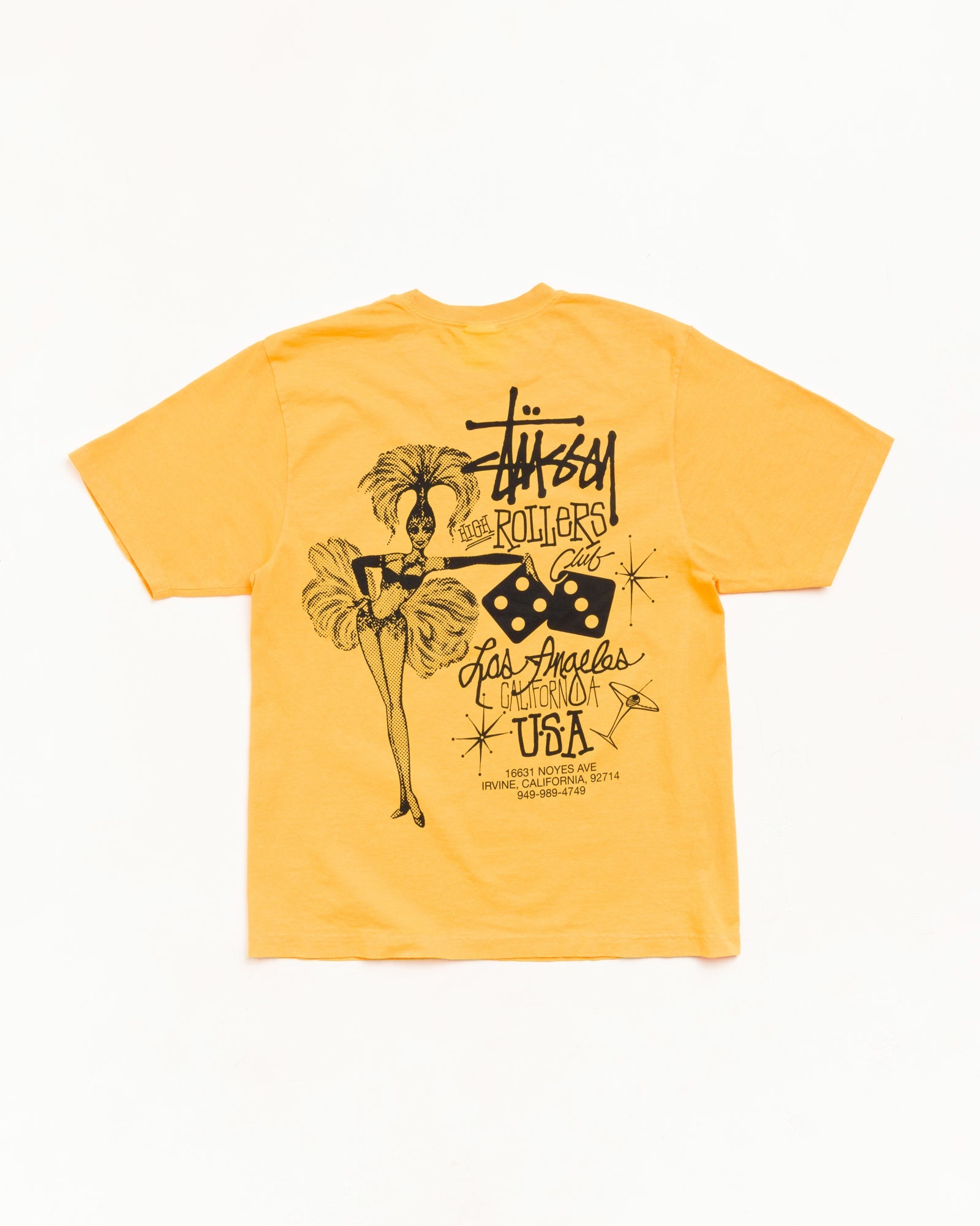 High Rollers Pig. Dyed Tee Unisex Short Sleeve In Marigold | hero:main:collection:new-arrivals-b,new-arrivals,shirts,tops-shirts,all,tees,outerwear,denim,knits,accessories,sunglasses,hoodies,sweats,mens-hoodies-sweatshirts,shorts,pants,bottoms,crew-sweats,zip-ups,swim,sweatpants, | product-card-slider