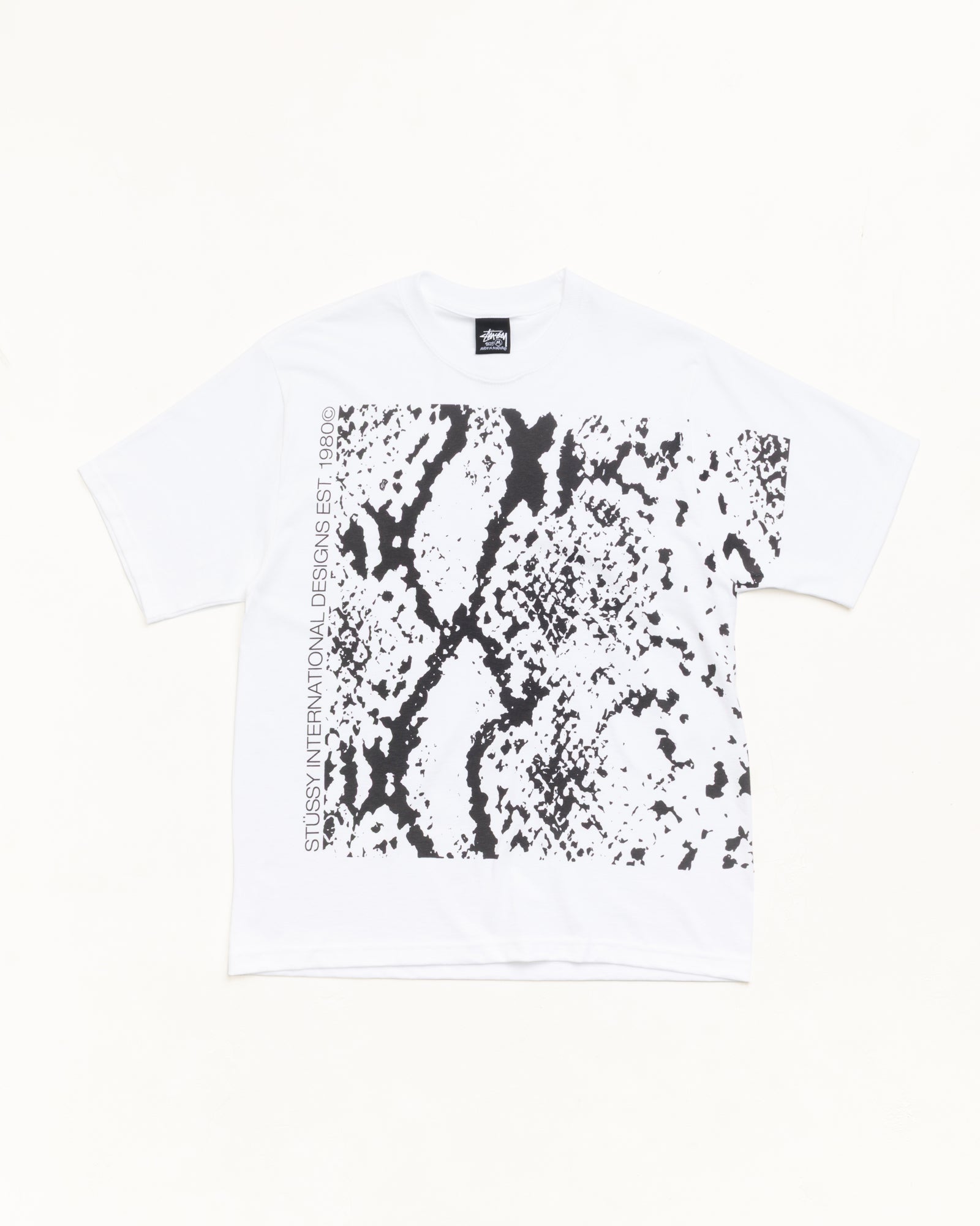 Snakeskin Tee Unisex Short Sleeve In White | hero:main:collection:new-arrivals-b,new-arrivals,shirts,tops-shirts,all,tees,outerwear,denim,knits,accessories,sunglasses,hoodies,sweats,mens-hoodies-sweatshirts,shorts,pants,bottoms,crew-sweats,zip-ups,swim,sweatpants, | product-card-slider