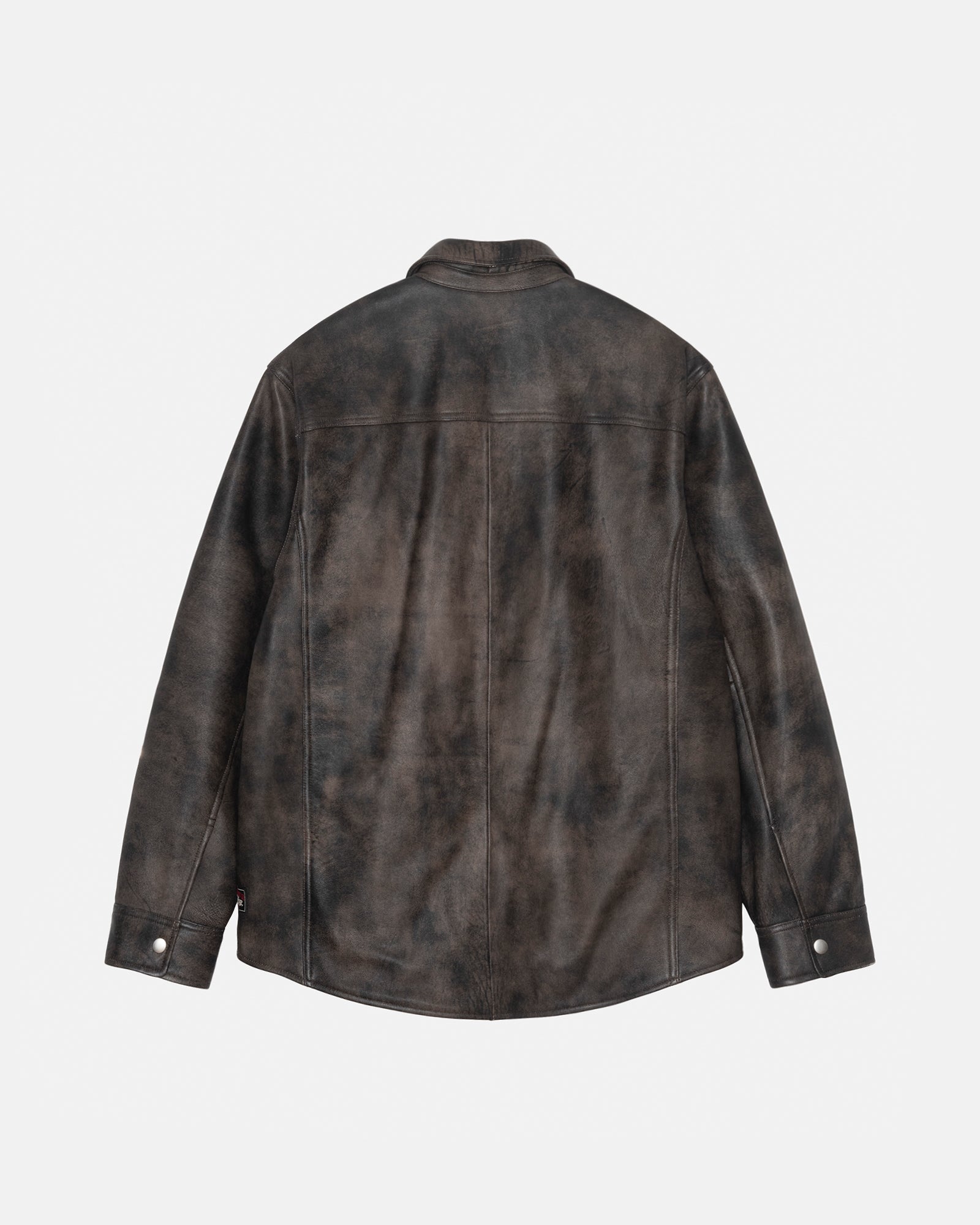 Leather Overshirt in washed black – Stüssy Japan