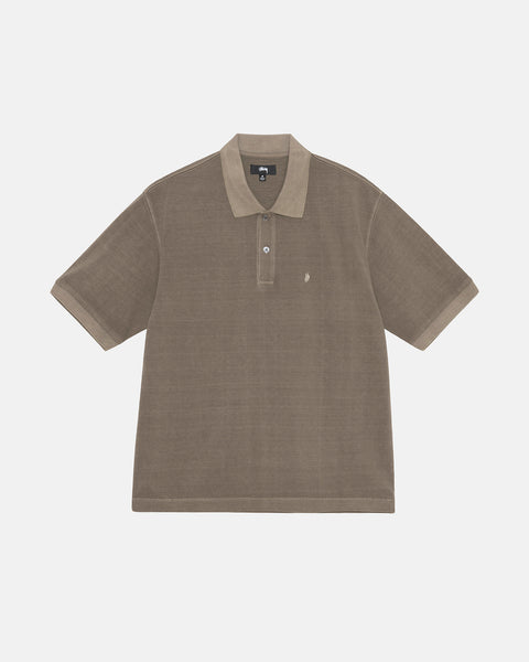 Stüssy Pigment Dyed Pique Polo Taupe Tops