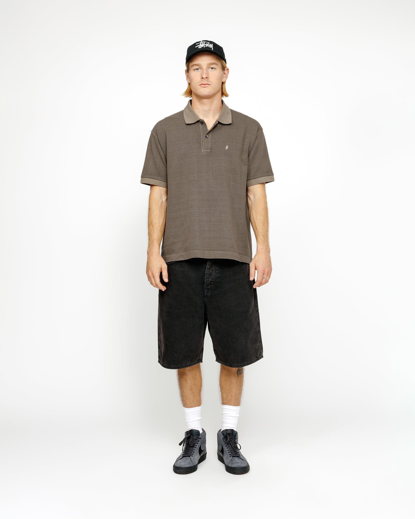 Stüssy Pigment Dyed Pique Polo Taupe Tops