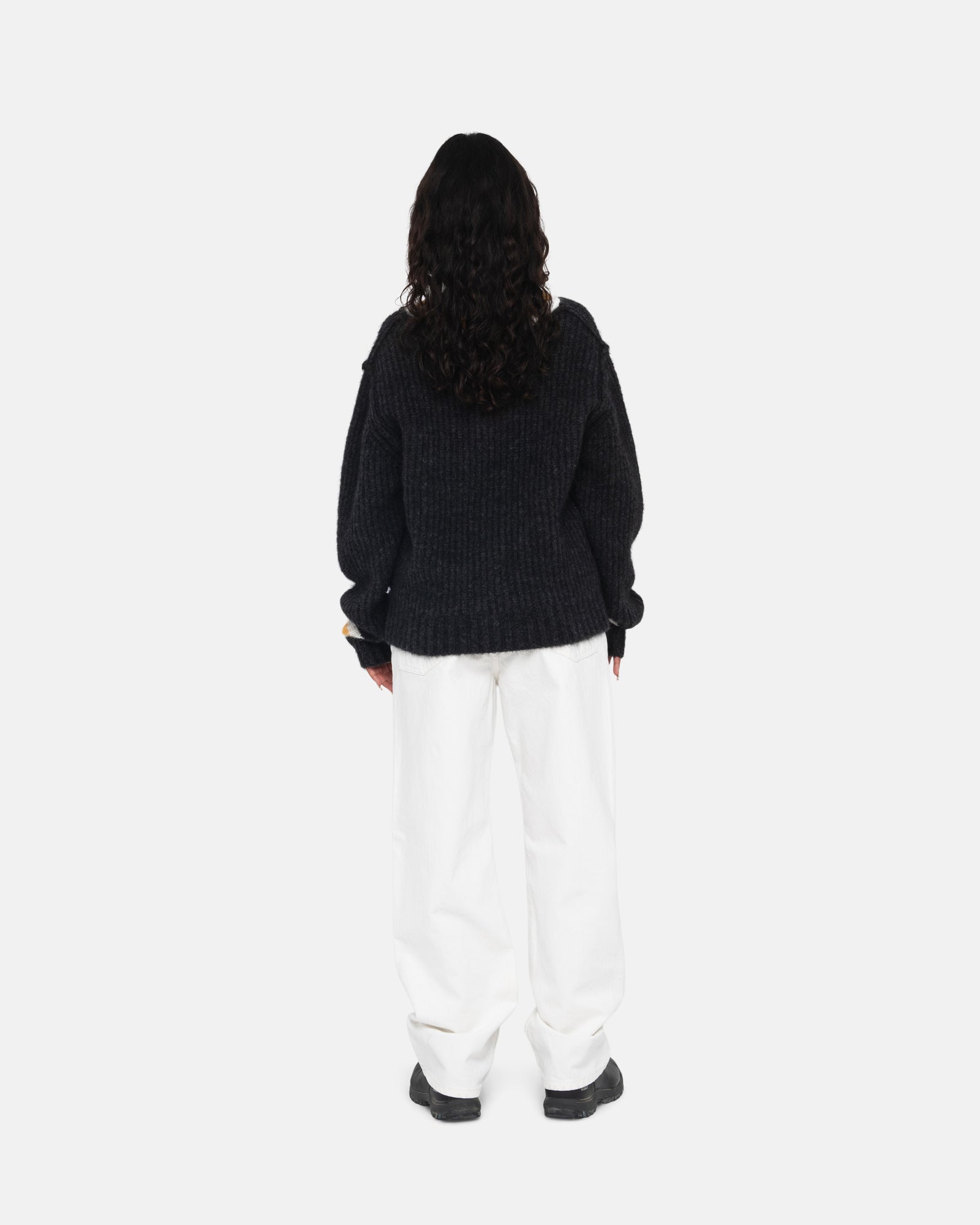 STUSSY◇22aw/MOHAIR TENNIS SWEATER/セーター(厚手)/XL/モヘア/BLK-