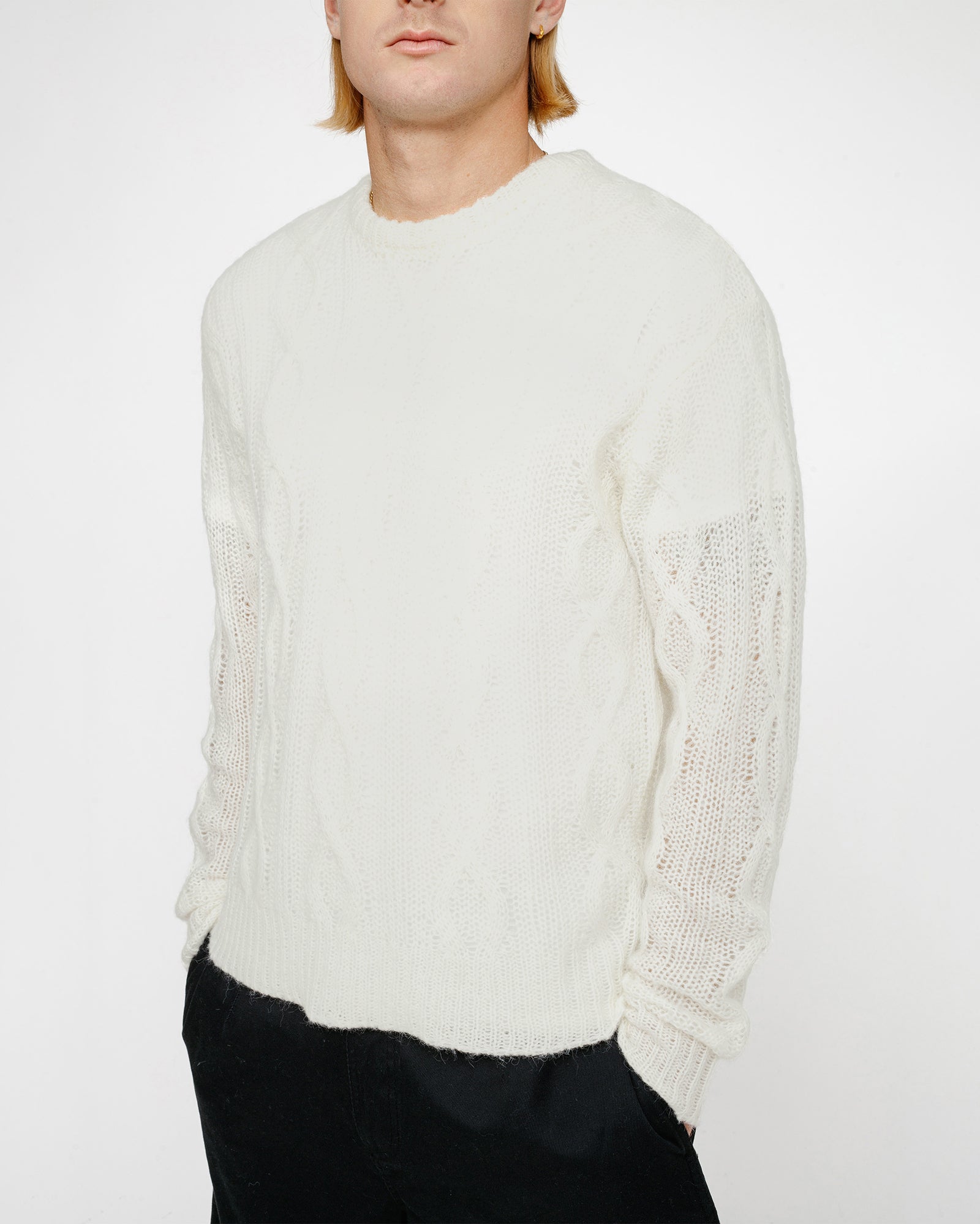 Cable Loose Knit Sweater in ivory – Stüssy Japan