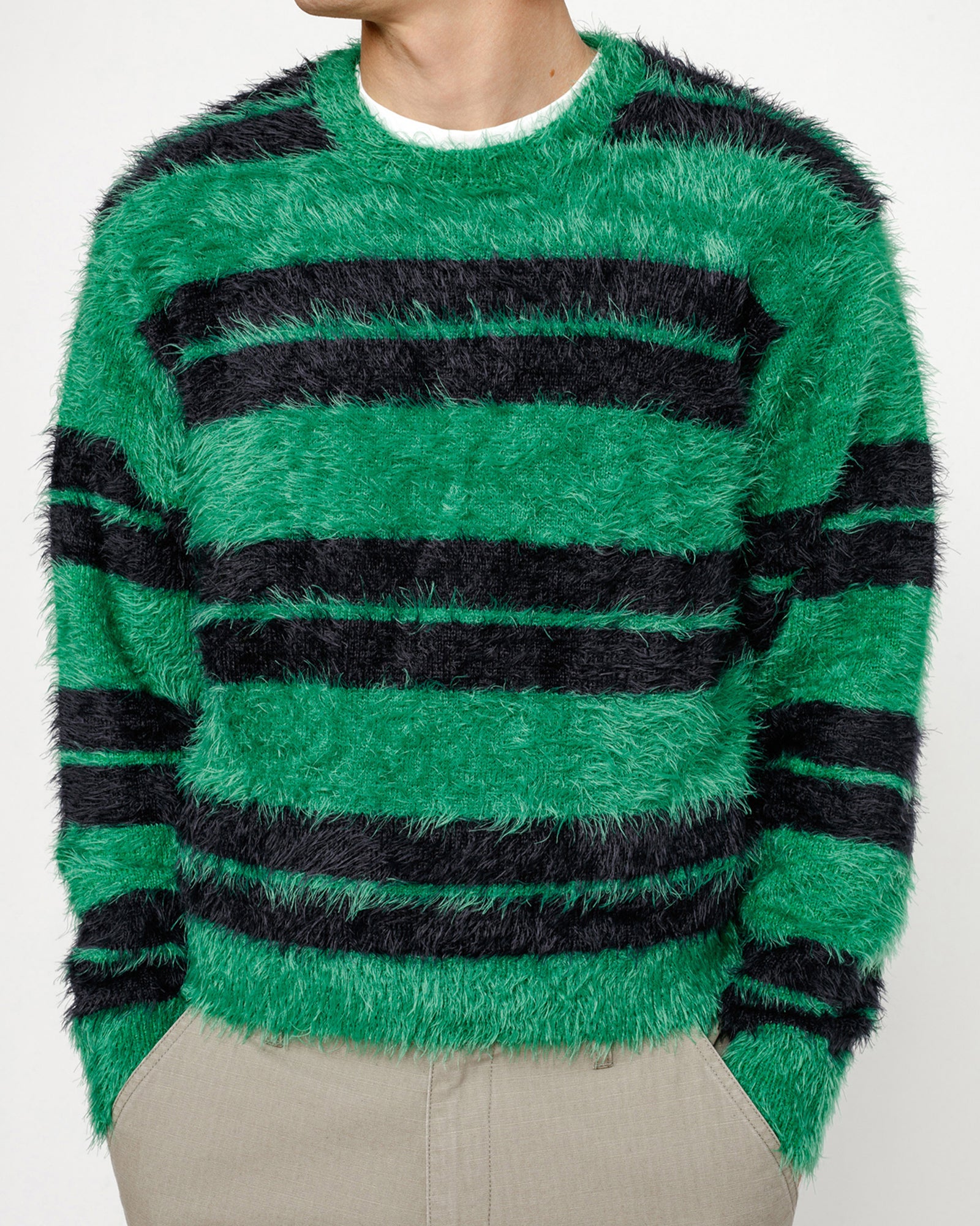Stüssy Hairy Stripe Crew Sweater Black/Green Knits