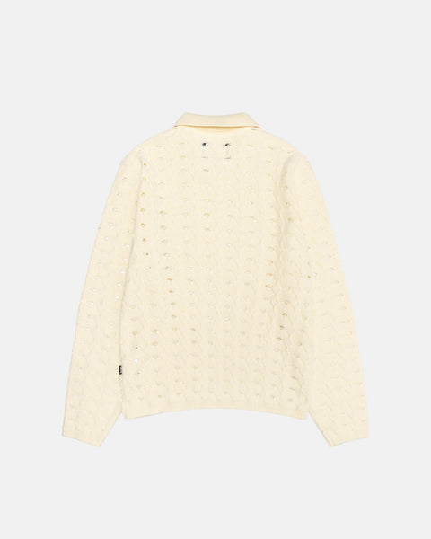 Stüssy Open Knit Collared Sweater Ivory Knits