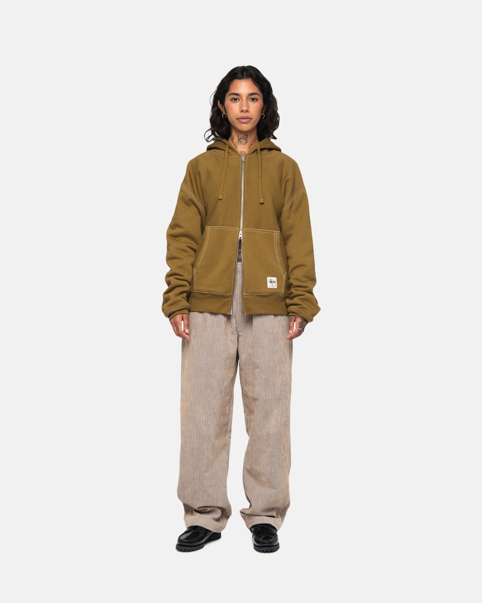 Double Face Label Zip Hoodie in olive – Stüssy Japan