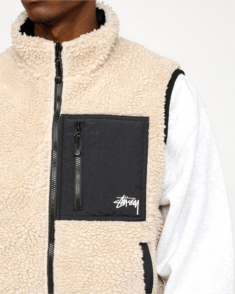 Stüssy Sherpa Reversible Vest Beige Outerwear