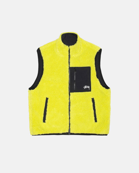 Stüssy Sherpa Reversible Vest Lime Outerwear