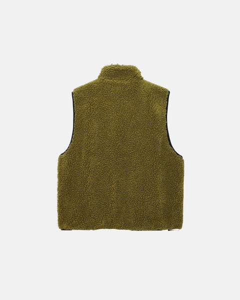 Stüssy Sherpa Reversible Vest Olive Outerwear