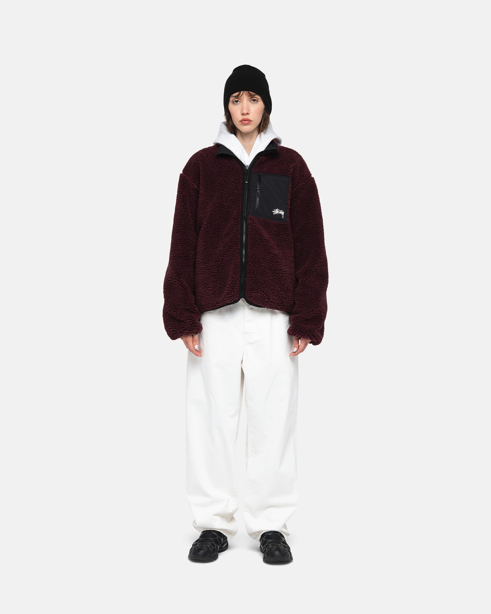 Stüssy Sherpa Reversible Jacket Burgundy Outerwear