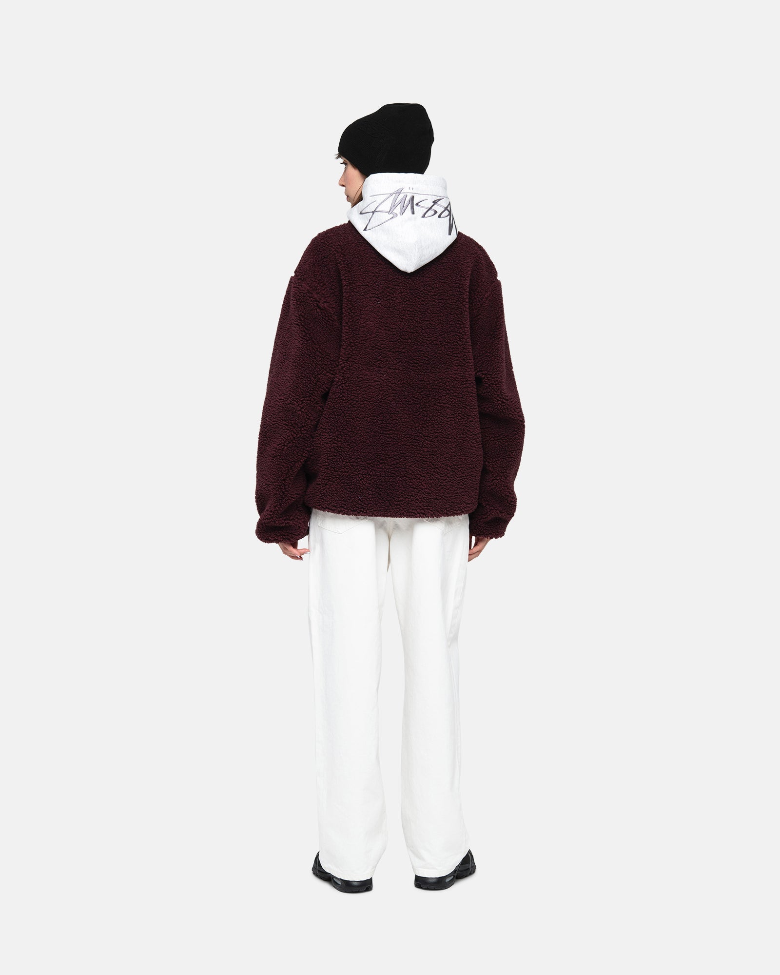 Stüssy Sherpa Reversible Jacket Burgundy Outerwear