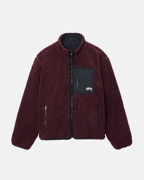 Stüssy Sherpa Reversible Jacket Burgundy Outerwear