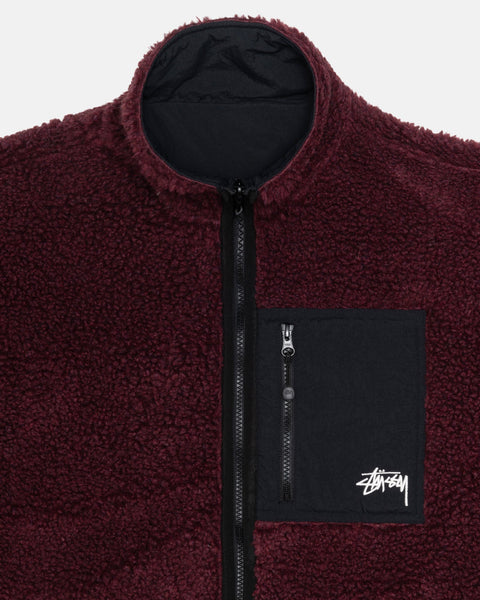 Stüssy Sherpa Reversible Jacket Burgundy Outerwear