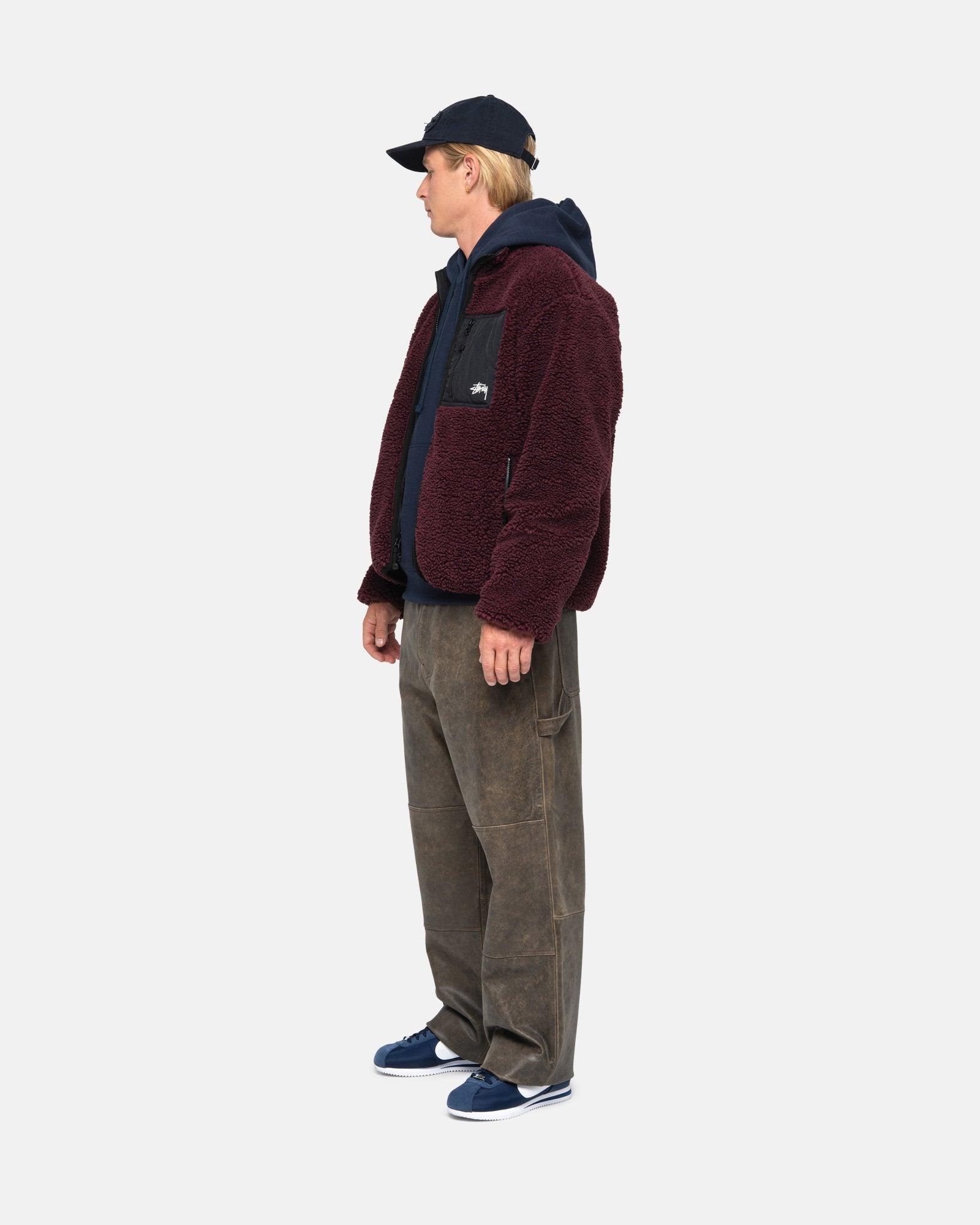 Stüssy Sherpa Reversible Jacket Burgundy Outerwear