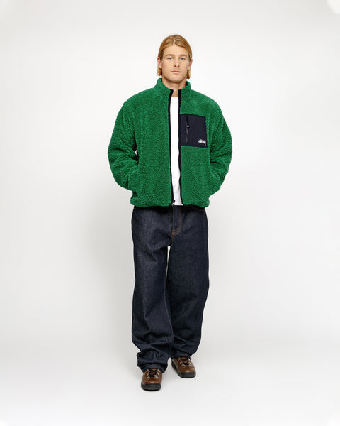 Stüssy Sherpa Reversible Jacket Green Outerwear