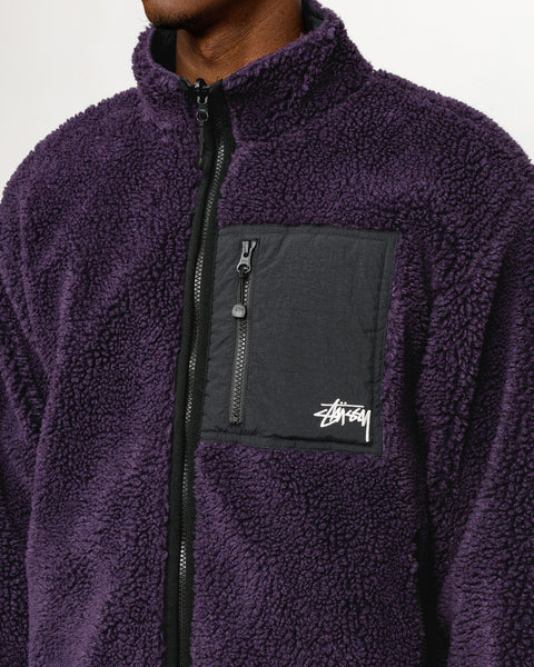 Stüssy Sherpa Reversible Jacket Purple Outerwear