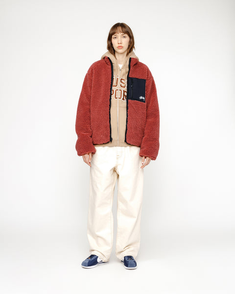 Stüssy Sherpa Reversible Jacket Terracotta Outerwear