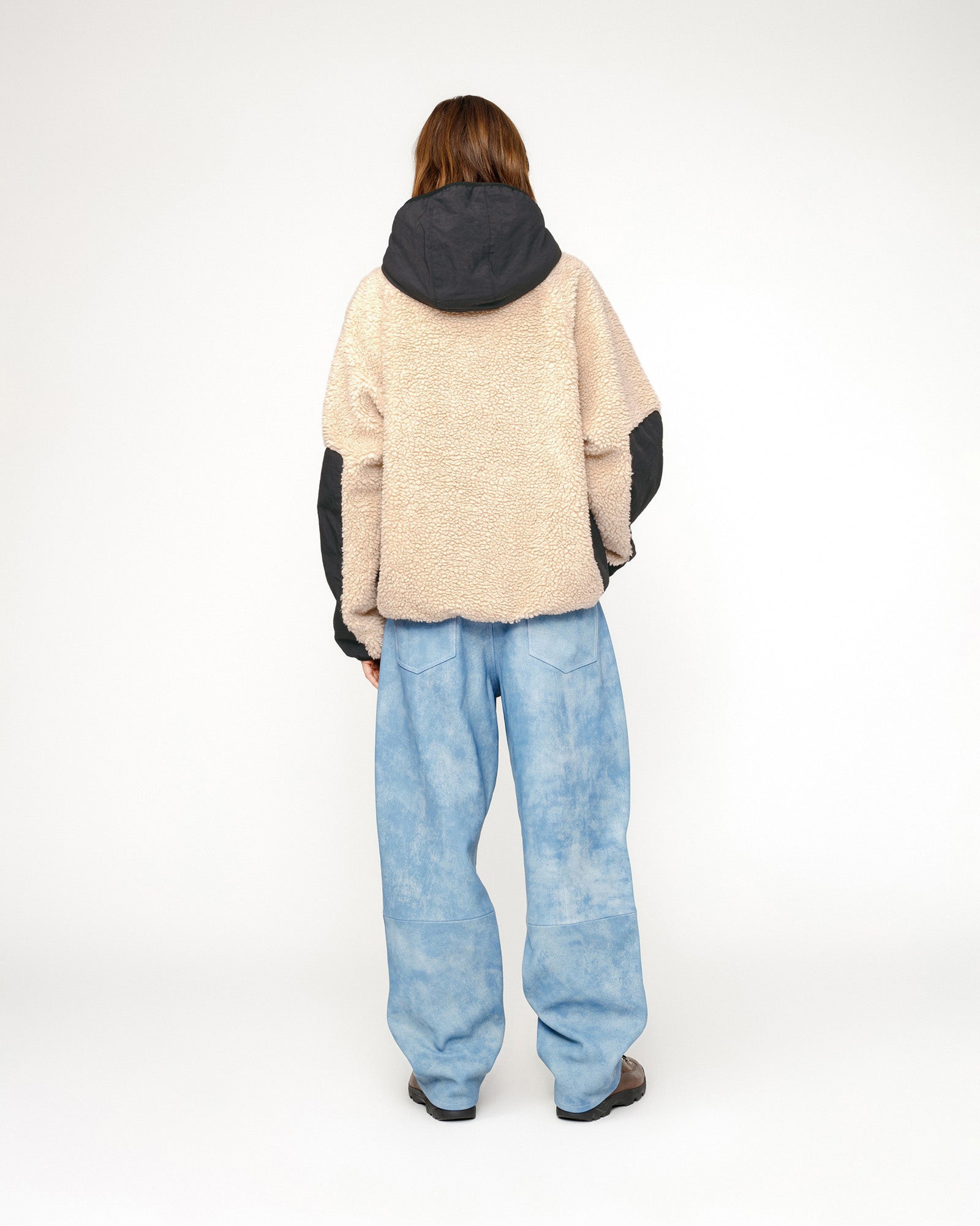 Stüssy Sherpa Paneled Hooded Jacket Beige Outerwear