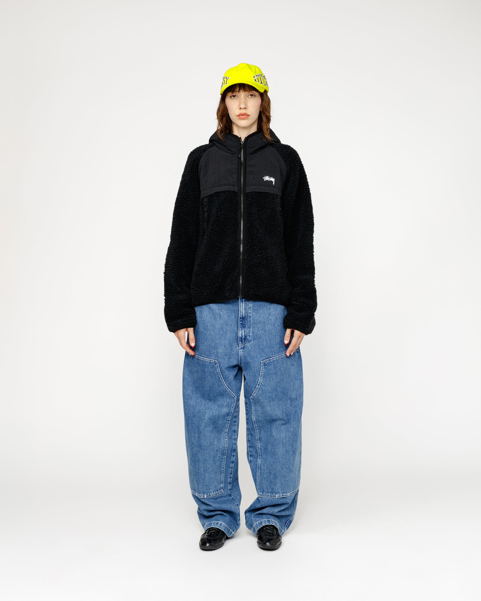 Sherpa Paneled Hooded Jacket in black – Stüssy Japan