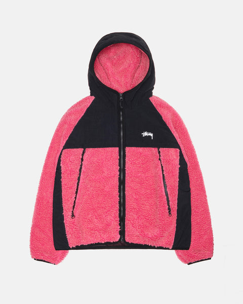 Stüssy Sherpa Paneled Hooded Jacket Pink Outerwear