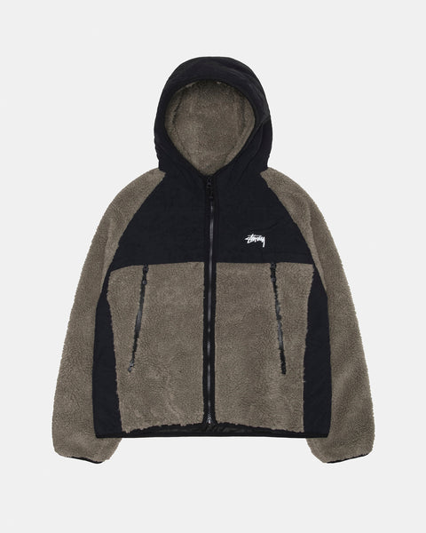 Stüssy Sherpa Paneled Hooded Jacket Stone Outerwear