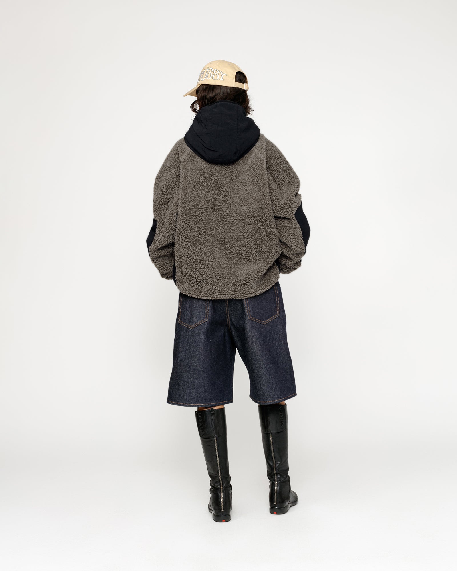 Stüssy Sherpa Paneled Hooded Jacket Stone Outerwear