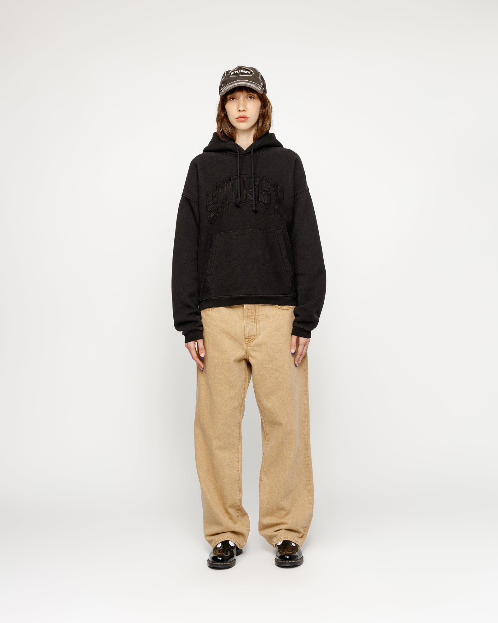 Stüssy Embroidered Relaxed Hoodie Washed Black Sweats