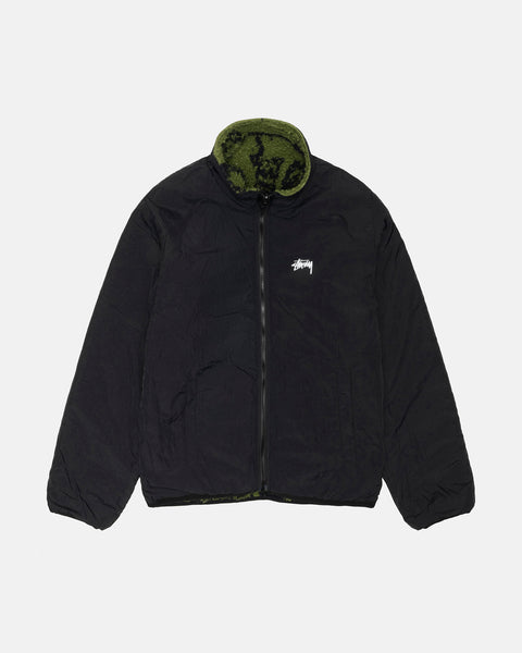 Stüssy Sherpa Reversible Printed Jacket Green Outerwear