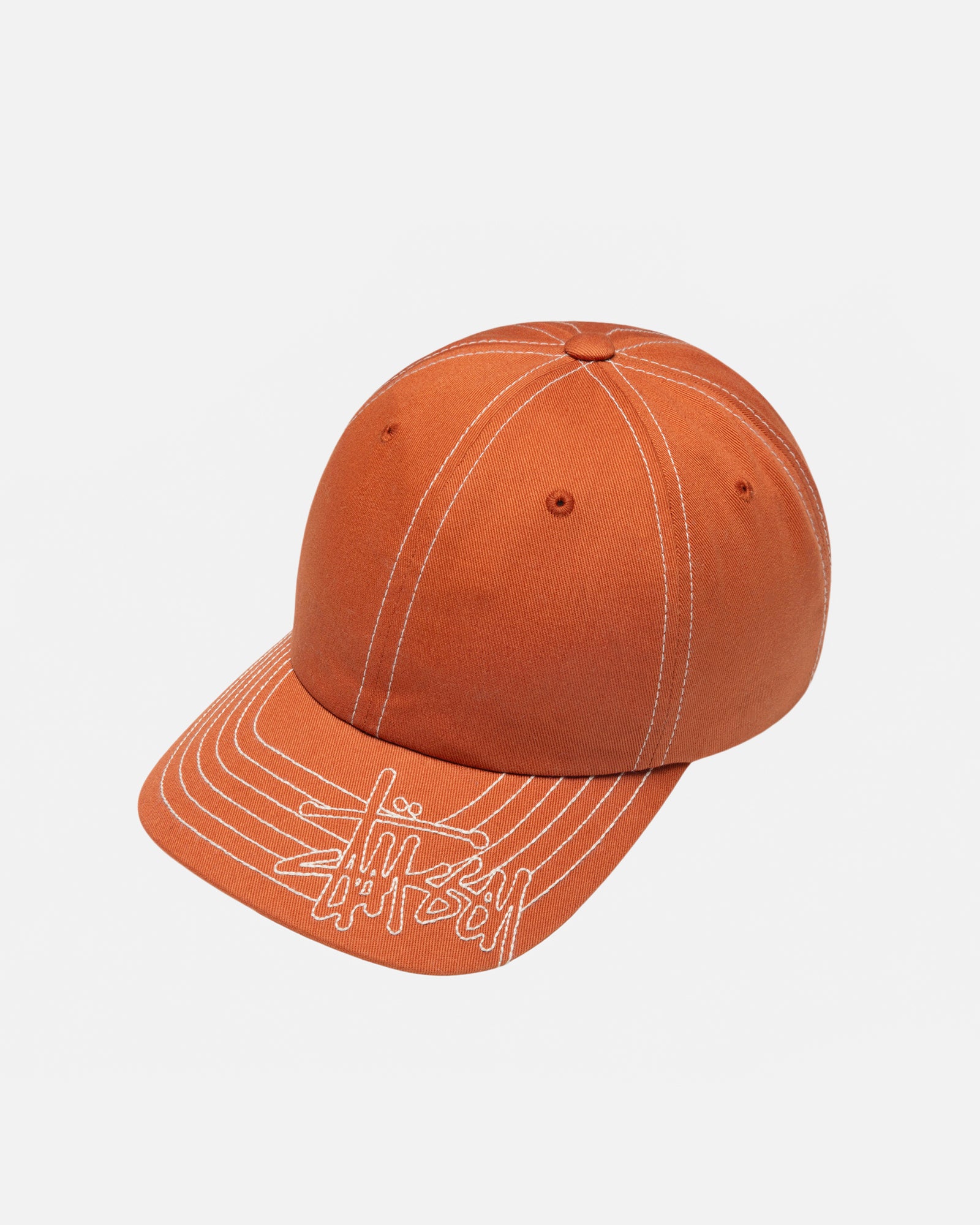 STUSSY CURLY S NEW ERA ORANGE SIZE 7 1/4-