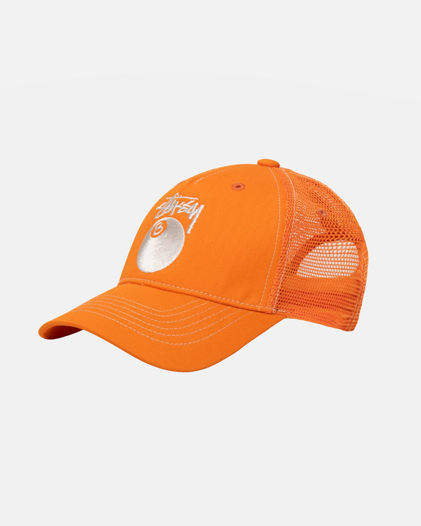 Stüssy Low Pro Trucker 8 Ball Snapback Orange Headwear
