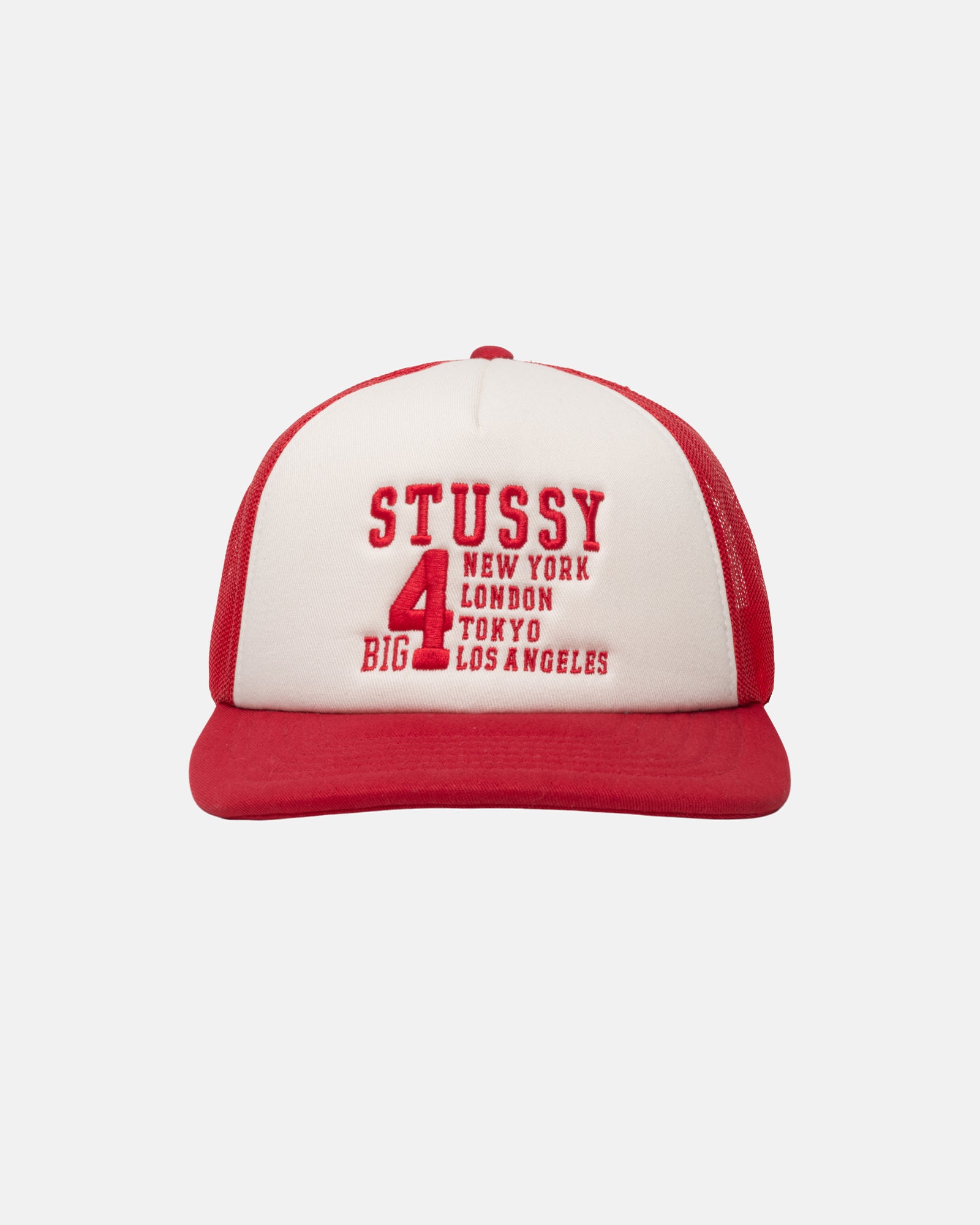 Stüssy Trucker Big 4 Snapback Red Headwear