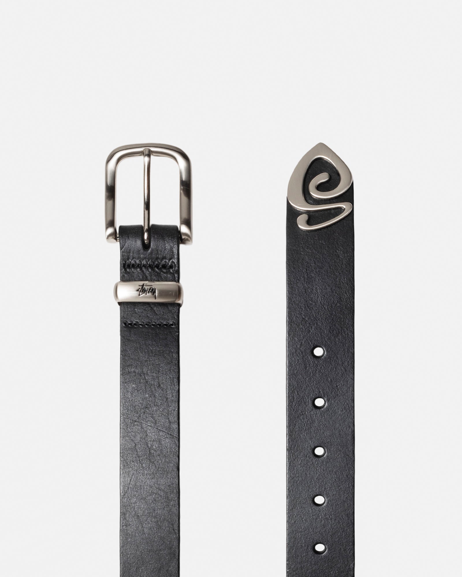 stussy metal s tip belt ベルト　ブラック S/M-SMサイズ40